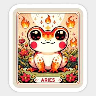 Aries Zodiac Cottagecore Frog Tarot Card Birthday Kawaii Sticker